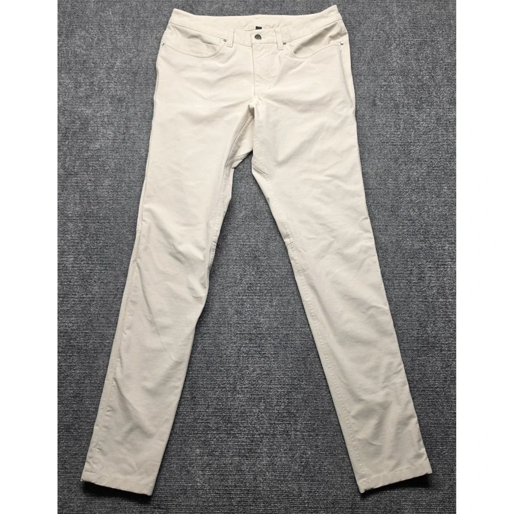 Lululemon Mens ABC Pant 5 Pocket Slim Performance Stretch Pants Khaki Size 32x33